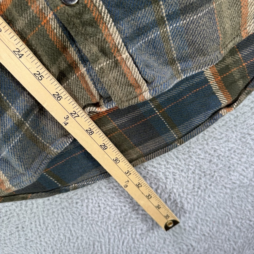 Orvis Flannel Shirt Mens Large Green Plaid Big Bear Shacket Pockets Heavyweight - Picture 10 of 13